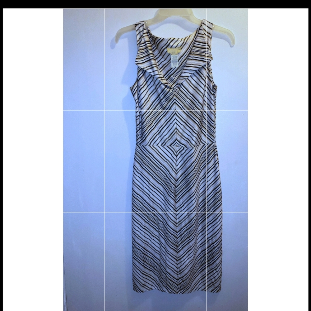 Cream and Beige striped dress